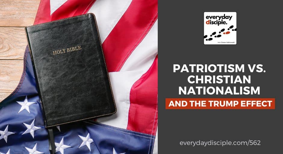 A Holy Bible rests on top of an American flag, symbolizing faith and politics.