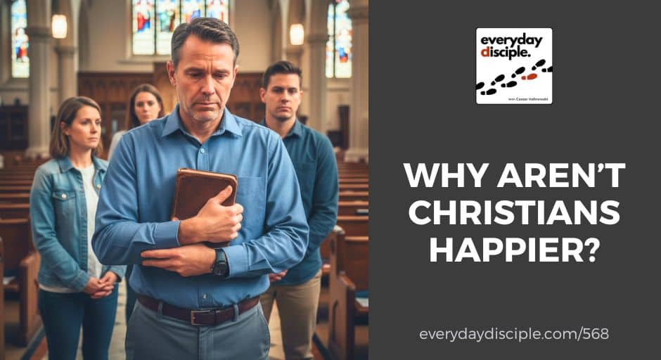 A man holding a Bible stands in a church sanctuary with a somber expression, surrounded by others who also look serious.