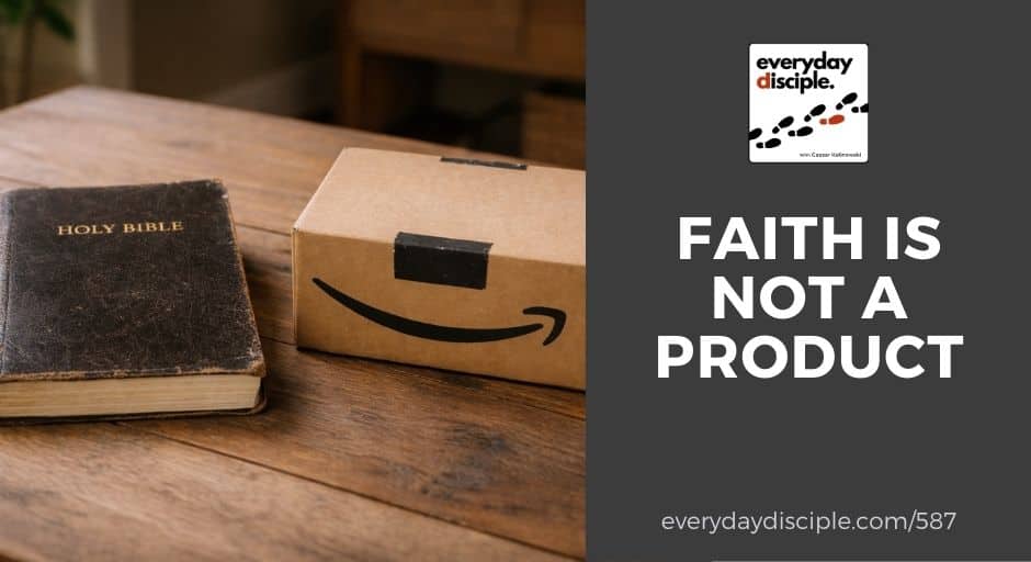 Worn Bible Beside Amazon Box that visually merges consumer culture and faith