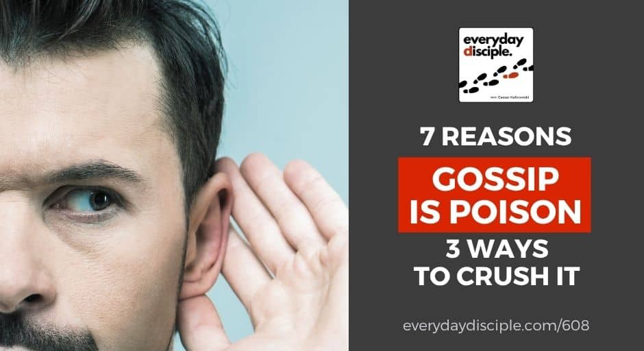 A close-up of a man cupping his ear as if listening carefully, illustrating the dangers of gossip